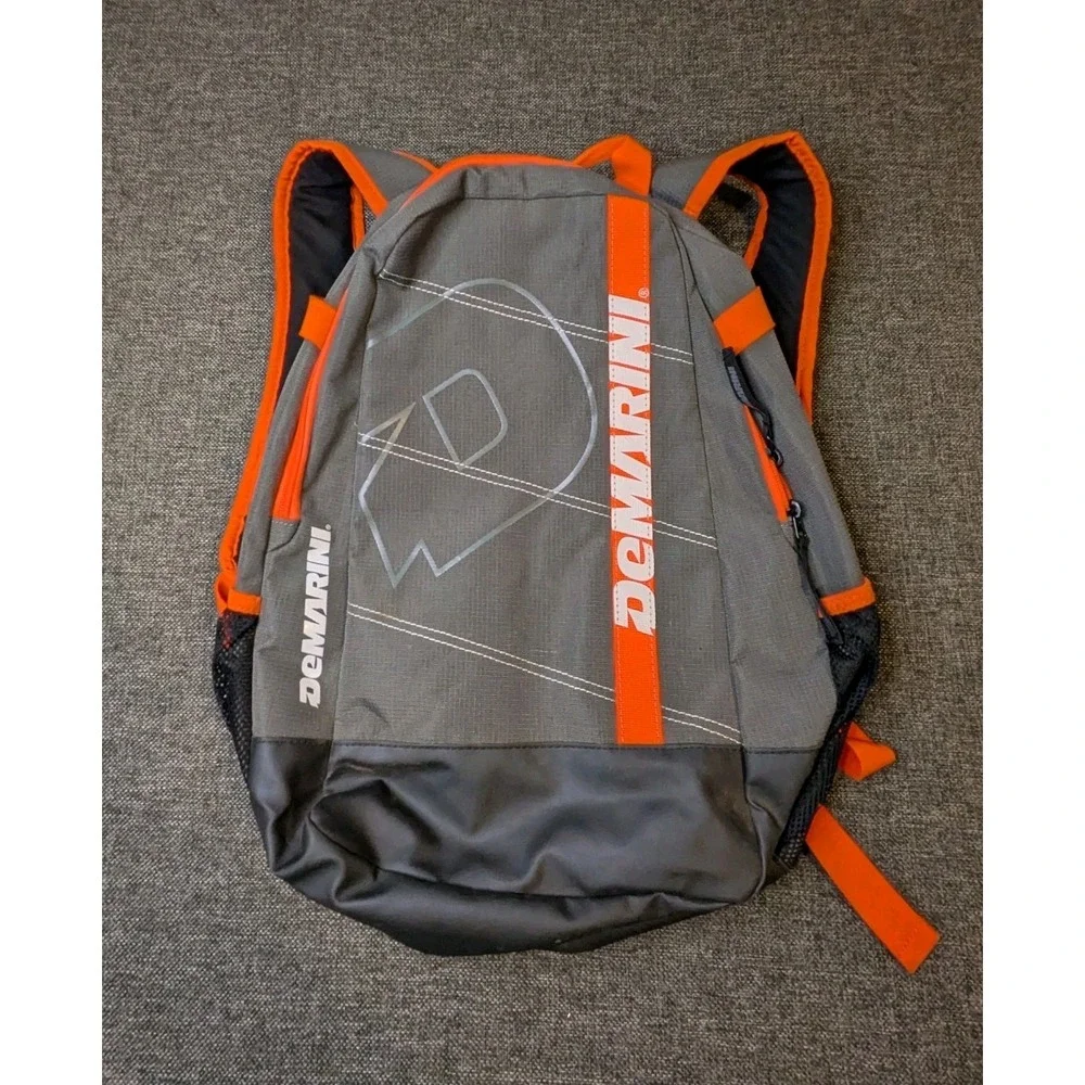 DeMarini Baseball Backpack Softball Bag Orange / Gray Zip Up Adjustable Strap